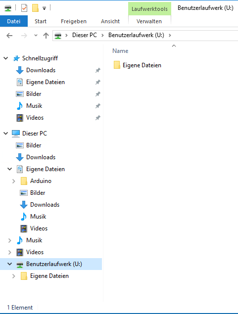 Dateistruktur Schüler Benutzerlaufwerk U: Eigene Dateien