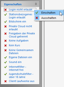 Eigenschaft Login erlauben