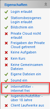 Verknüpfung Internetfilter - Internetfilter frei 