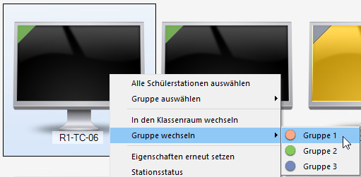 Gruppenzuordnung über das Kontextmenü