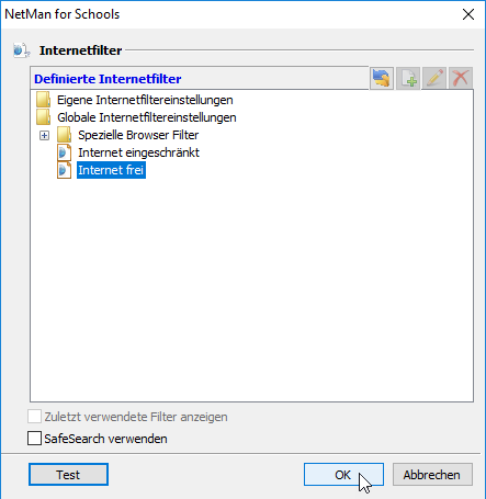 Dialog Internetfilter