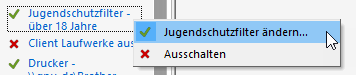 Verknüpfung Jugendschutzfilter ändern