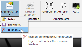 Dialog Klassenraumeigenschaften löschen öffnen