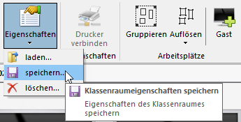 Button Eigenschaften öffnet Dialog zum Speichern der Klassenraumeigenschaften