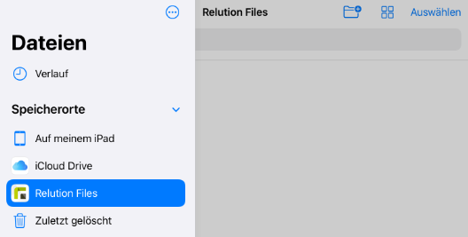 Relution Files als Dateispeicherort