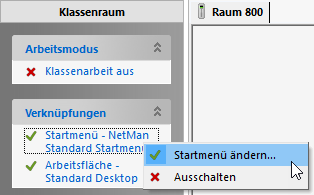 Klassenraumeigenschaft Startmenü ändern