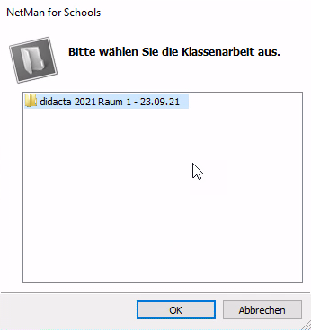 Dialog Auswahl der zu archivierenden Klassenarbeit