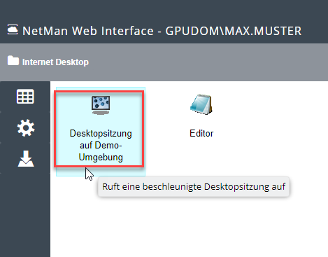 Aufruf der Desktopsitzung