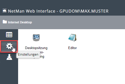 NetMan Webinterface Button Einstellungen