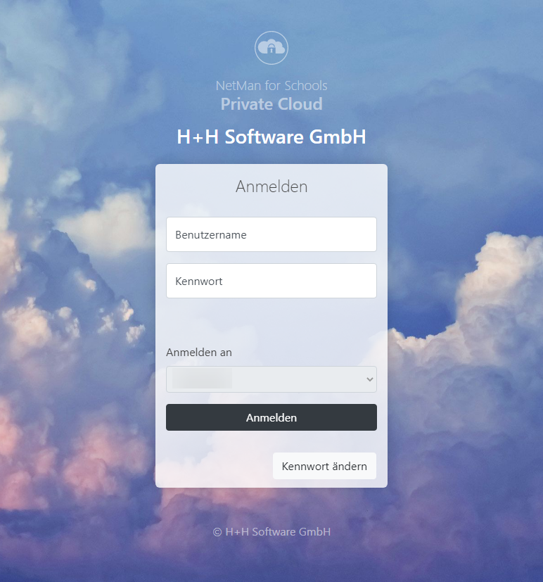 Anmeldefenster Private Cloud