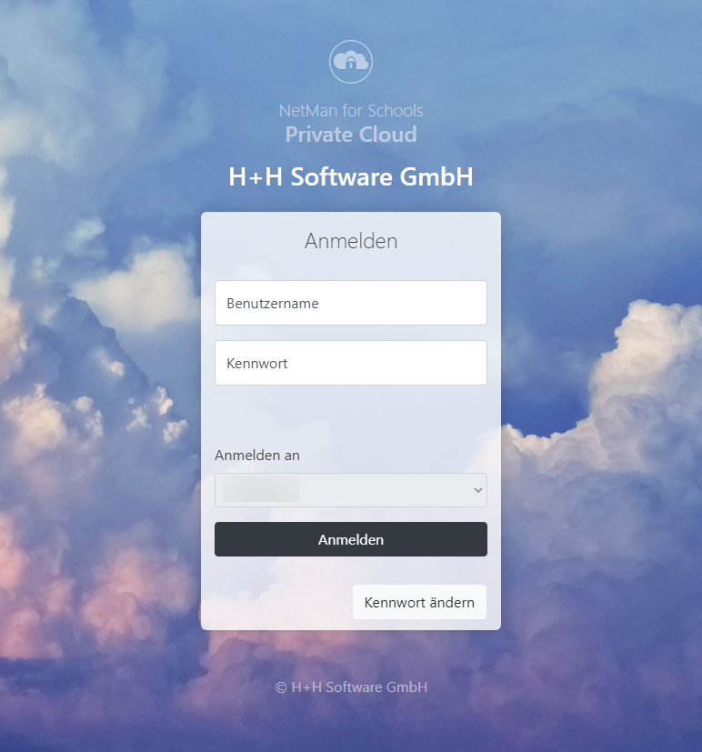 Anmeldefenster der Private Cloud