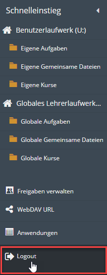 Logout-Button links unten