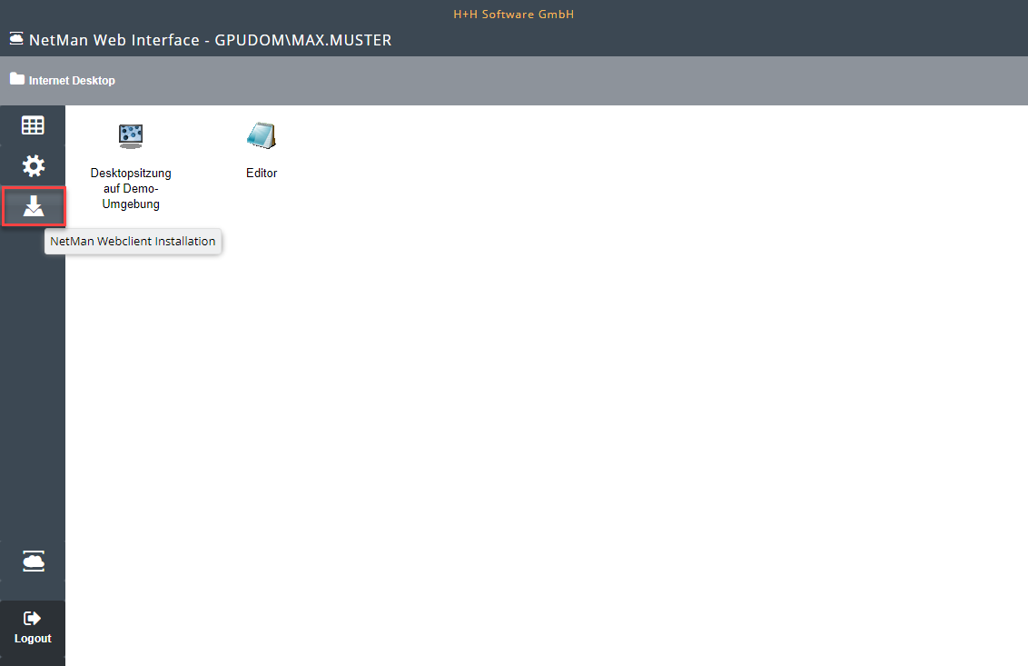 Downloadbutton NetMan Webclient Installation