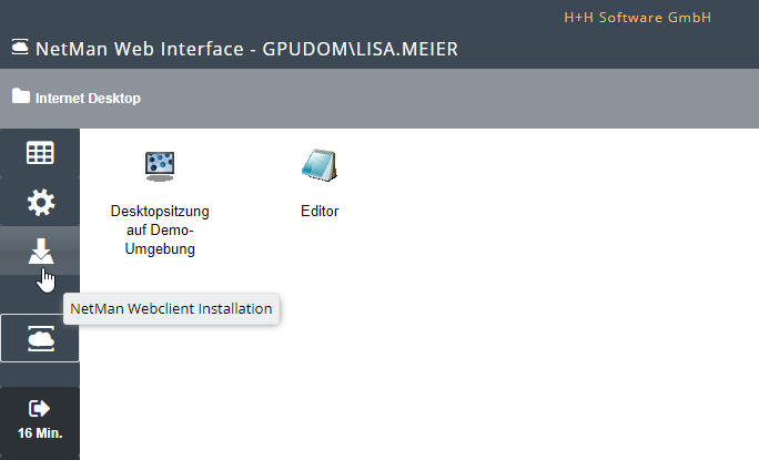 Download der Installationsdatei für den NetMan Webclient