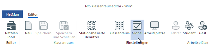 Schaltfläche Global angewählt