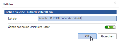 Dialog "Geben Sie eine Laufwerksfilter-ID ein"