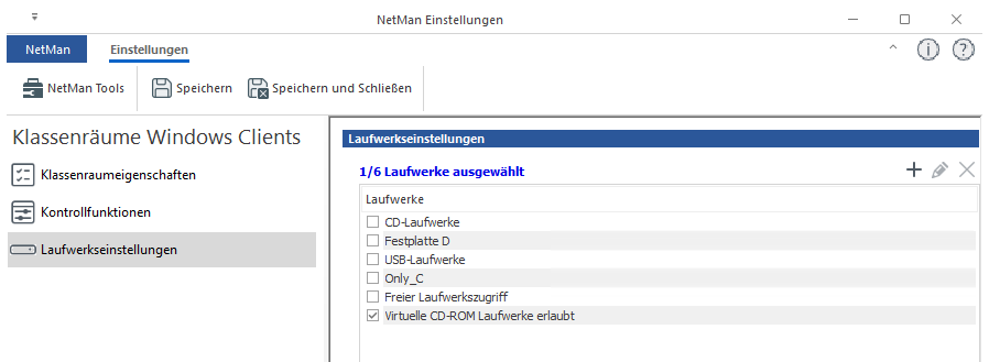 Globale Klassenraumeinstellungen mit aktivierter neuer Filterdatei