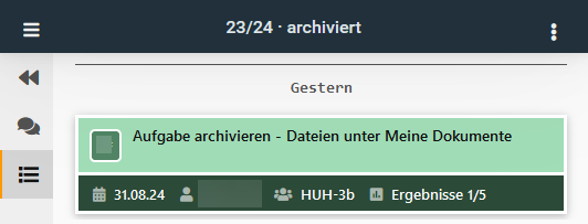 Anzeige archivierter Aufgaben