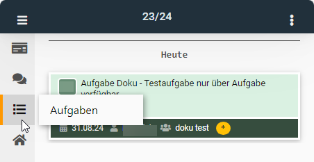 "Aufgaben" in der Navigationsleiste wählen