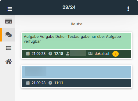 Aufgabenchat in der Chatübersicht