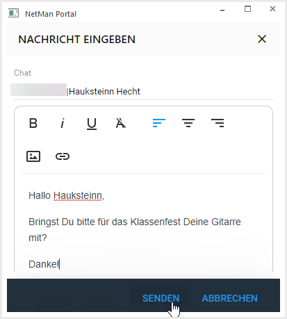 Chat im Editor geöffnet.