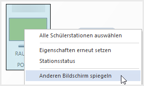 Auswahl Anderen Bildschirm spiegeln