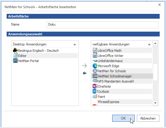 Dialog "Arbeitsfläche bearbeiten"