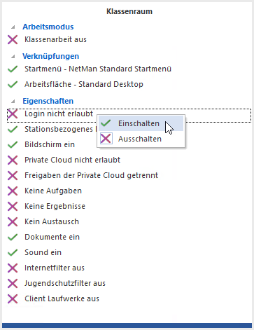 Eigenschaft Login erlauben