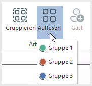 Button „Gruppe auflösen“ im Menüband