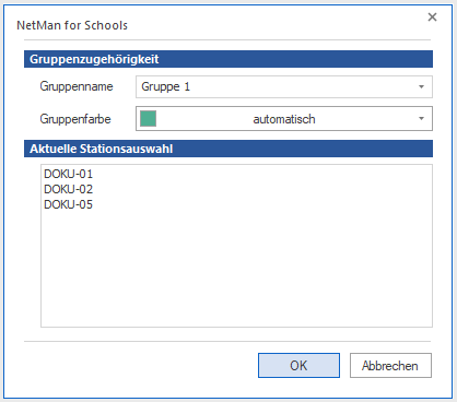 Dialog Gruppenzugehörigkeit