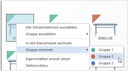 Gruppenzuordnung über das Kontextmenü