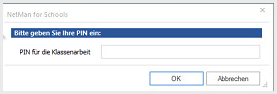 Eingabeaufforderung für die PIN zur Einsicht der Klassenarbeit