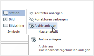 Aktiviere den Button "Archiv anlegen" im Menüband.