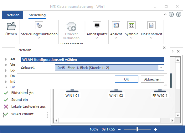 Fenster "WLAN-Konfigurationszeit wählen"