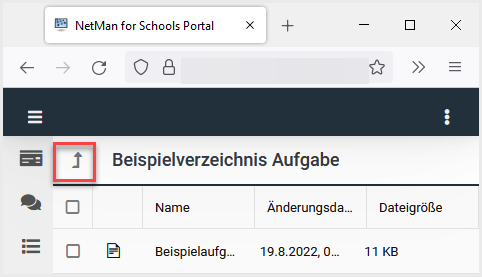 Der Pfeil zur Navigation steht neben dem Titel der Aufgabe