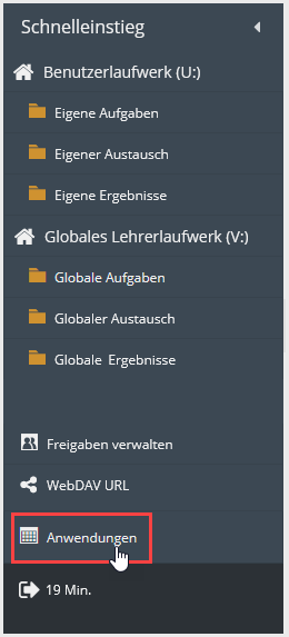 Button „Anwendungen“ links unten in der Navigationsleiste