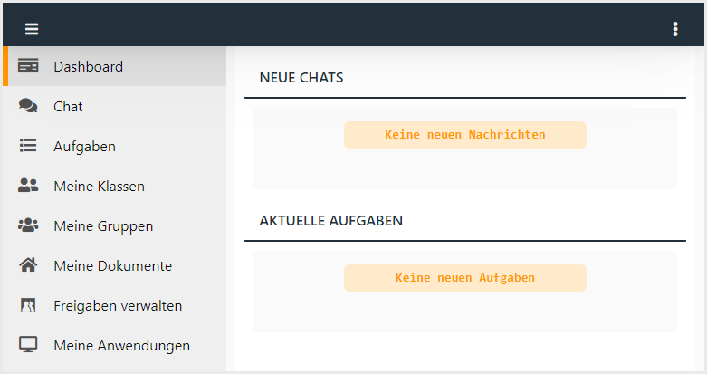 Übersicht Dashboard mit aktuellen Chats und Aufgaben