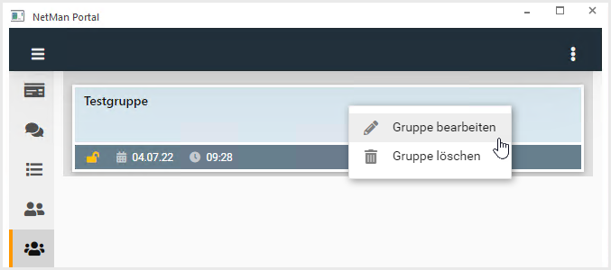 "Gruppe bearbeiten" angewählt