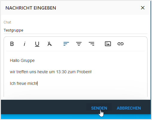 Nachricht im Texteditor