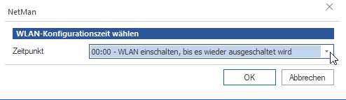 Fenster WLAN-Konfigurationszeit wählen